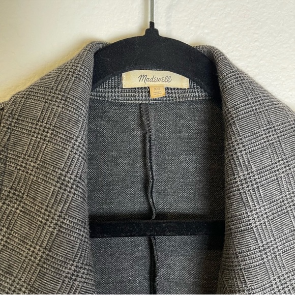 Madewell Cardigan Sz XS Glen Check Plaid Open Front Knit Blazer Longline Preppy - Picture 5 of 12
